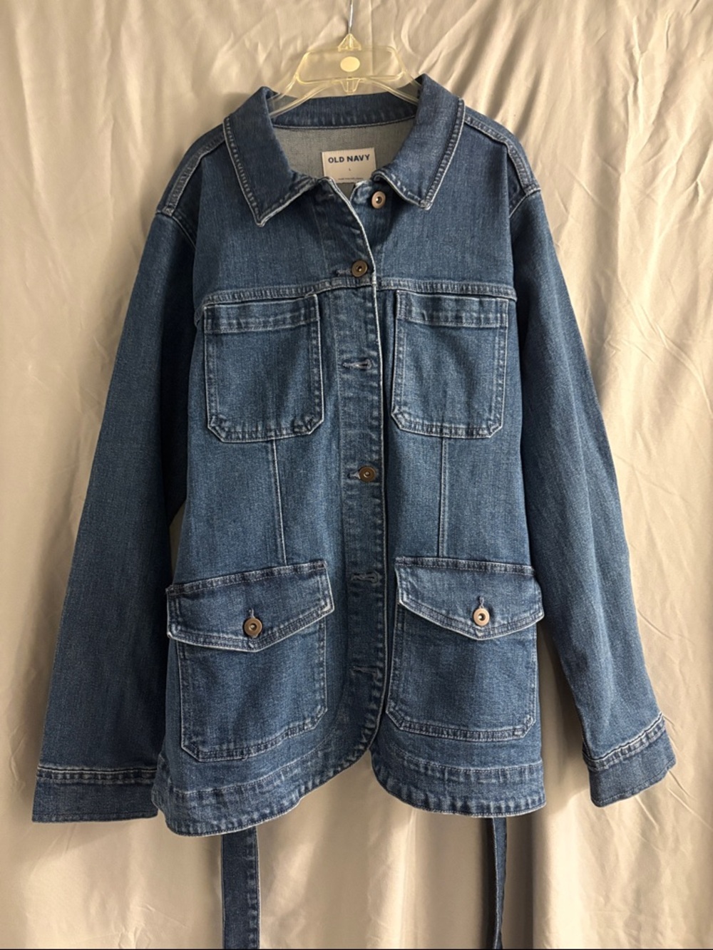 Old Navy Women's Dark Blue Denim Button-Front Jacket